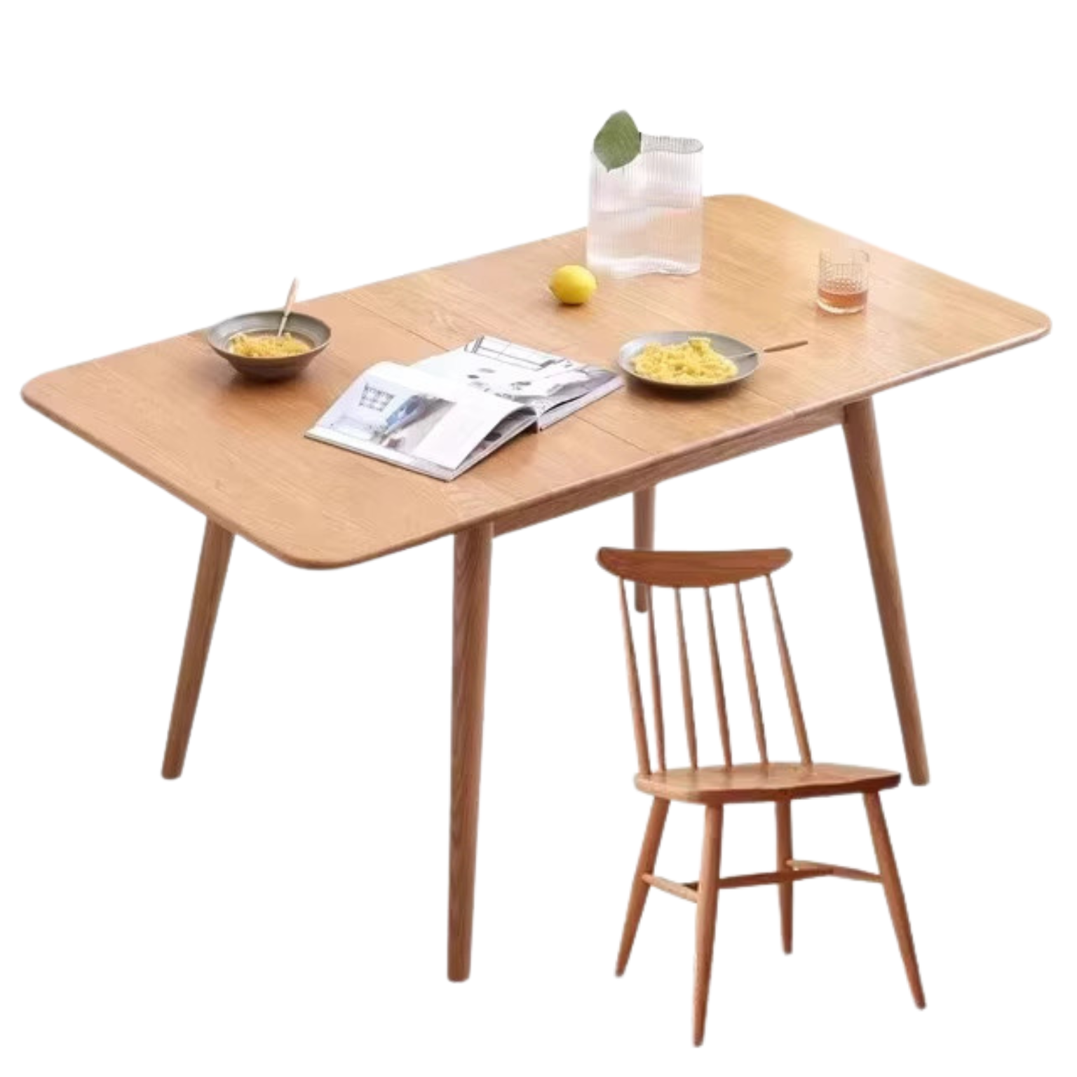 Solid Oak Wood Extendable Folding Dining Table - Space Saving Expandable Table for Small Spaces, Kitchen, Dining Room & Apartment Living