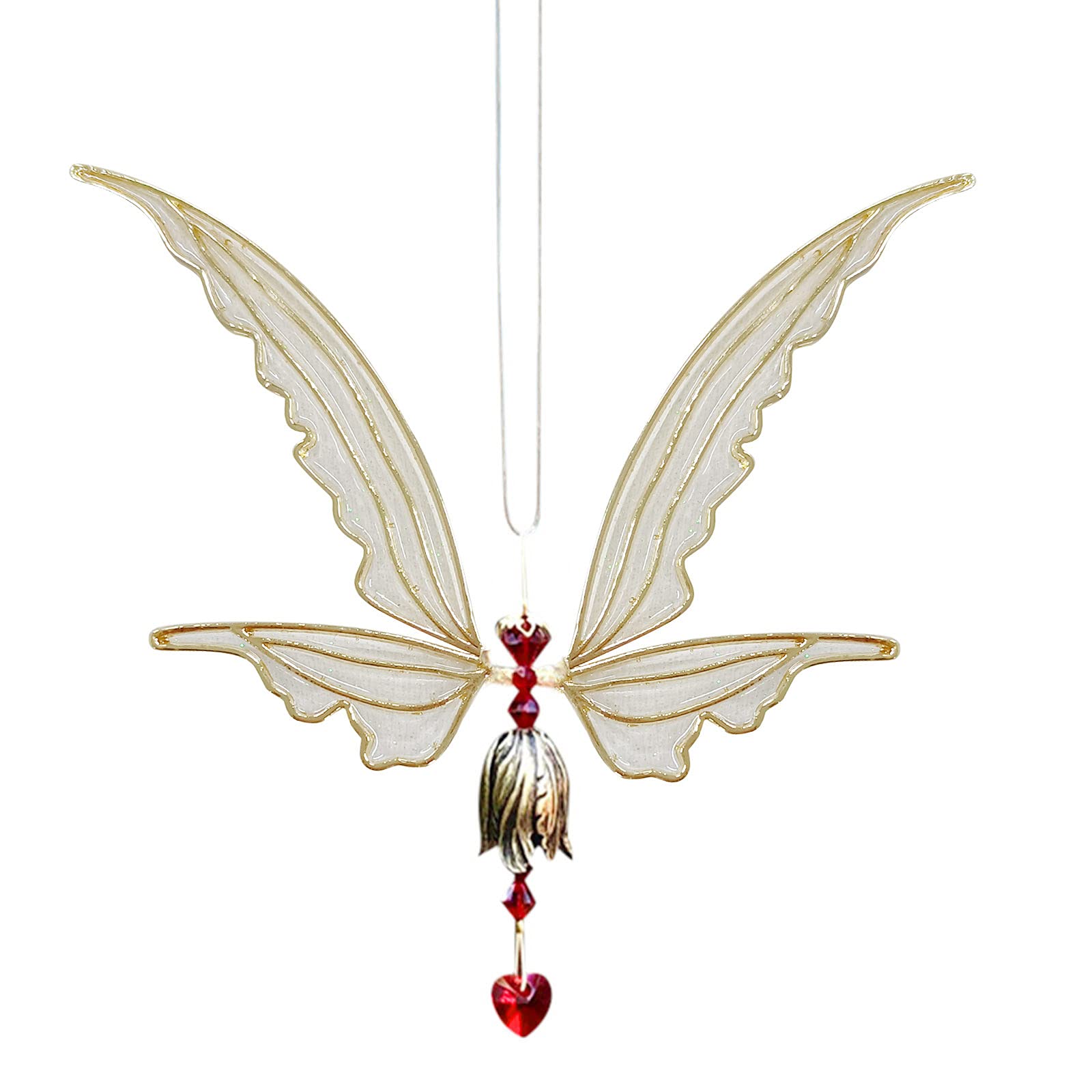 Crystal Suncatcher with Wing Hanging Decoration - Elegant Home Decor, Memorial Wind Chimes for Windows, Gardens & Patios