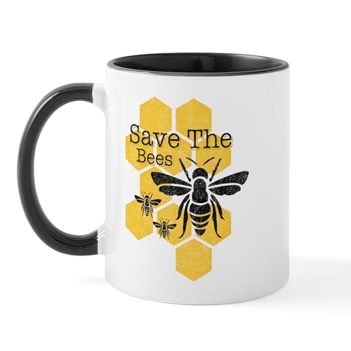 White/Black Inside - Honeycomb Save The Bees Mug