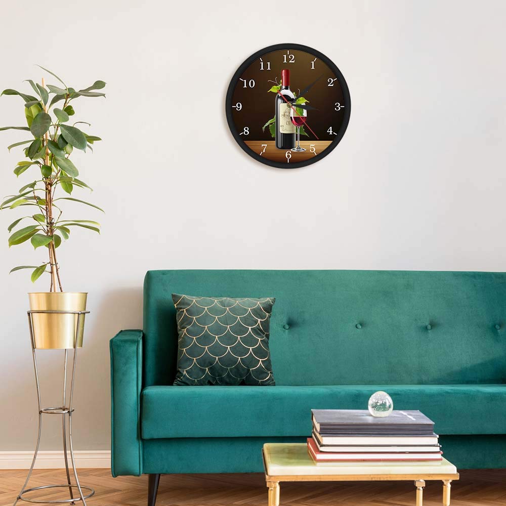 Geek Alerts Silent Wall Clock with Voice Activated LED Night Light - Wine Bottle & Grape Design for Home Bar, Tavern Decor - Perfect for Wine Lovers & Gift Giving