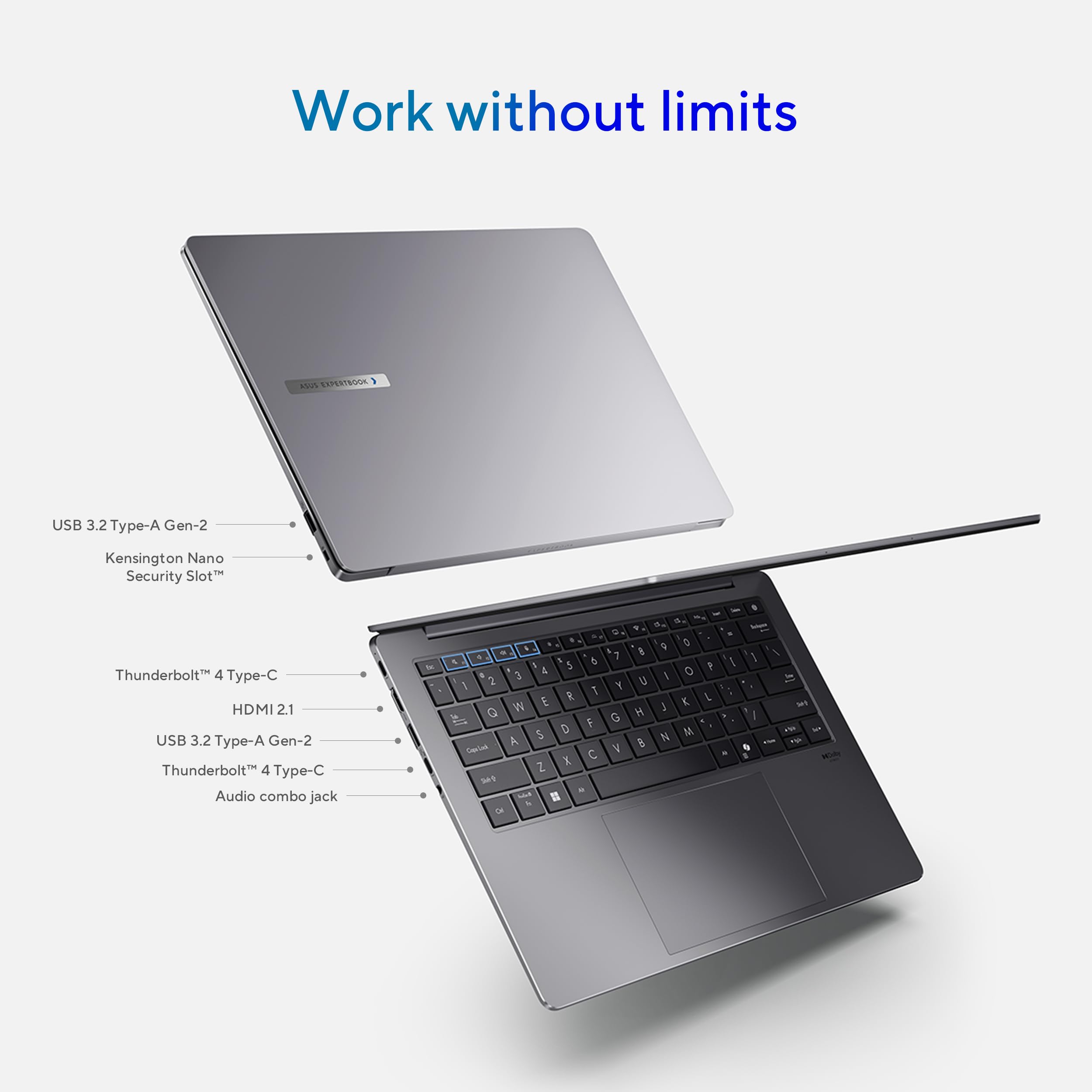 ASUS ExpertBook P5 Copilot+ PC AI Laptop - Intel Core 7 258V Processor, 32GB RAM, 1TB SSD, WiFi 6E, Windows 11 Home - Misty Grey (P5405CSA-DH76) | Premium Business Laptop for Professionals, Remote Work & AI Computing