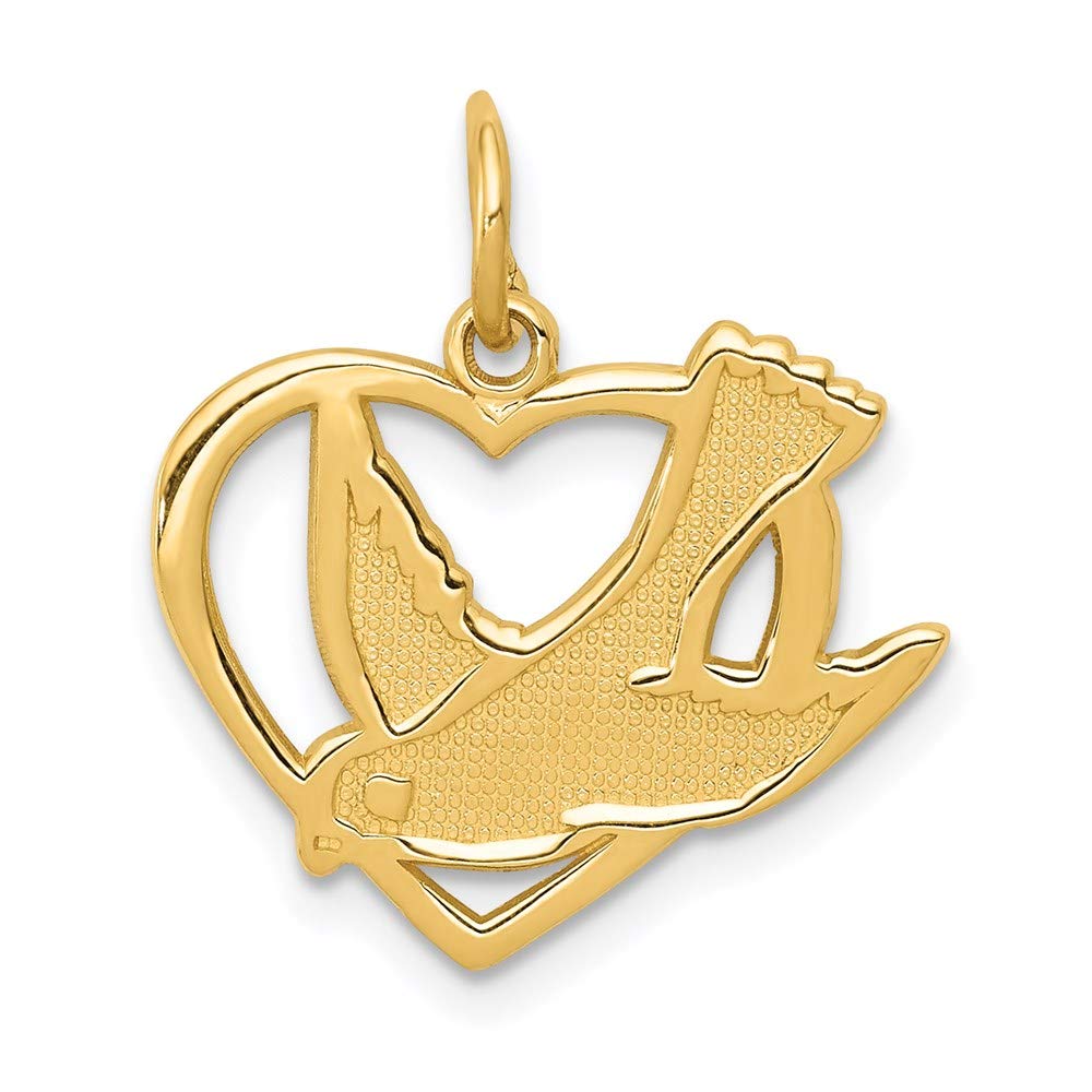 14k Gold Peace Dove Heart Pendant - Elegant Jewelry for Gifts & Special Occasions