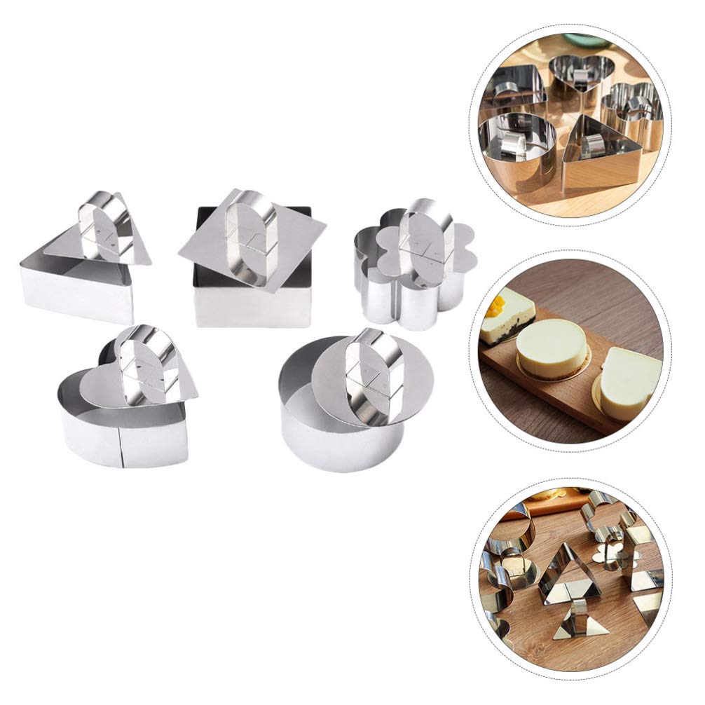 5-Piece Stainless Steel Biscuit Molds with Push Plate - Cookie & Cake Baking Tools for Perfect Desserts, Pastries, Mousse Rings - Ideal for Home Bakers & Professional Chefs