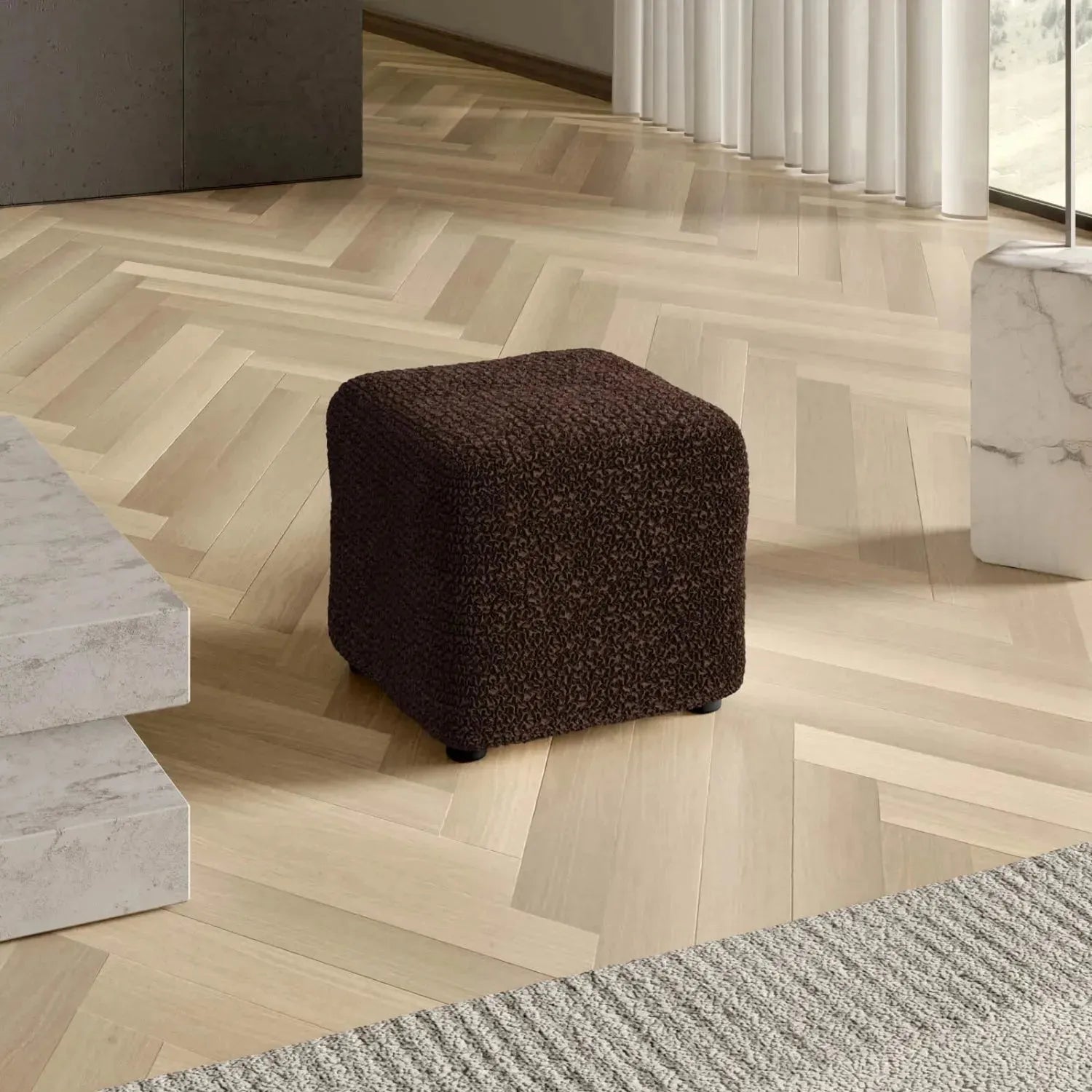 Small Ottoman Slipcover - Microfiber Collection - Perfect for Living Room, Bedroom, and Home Decor