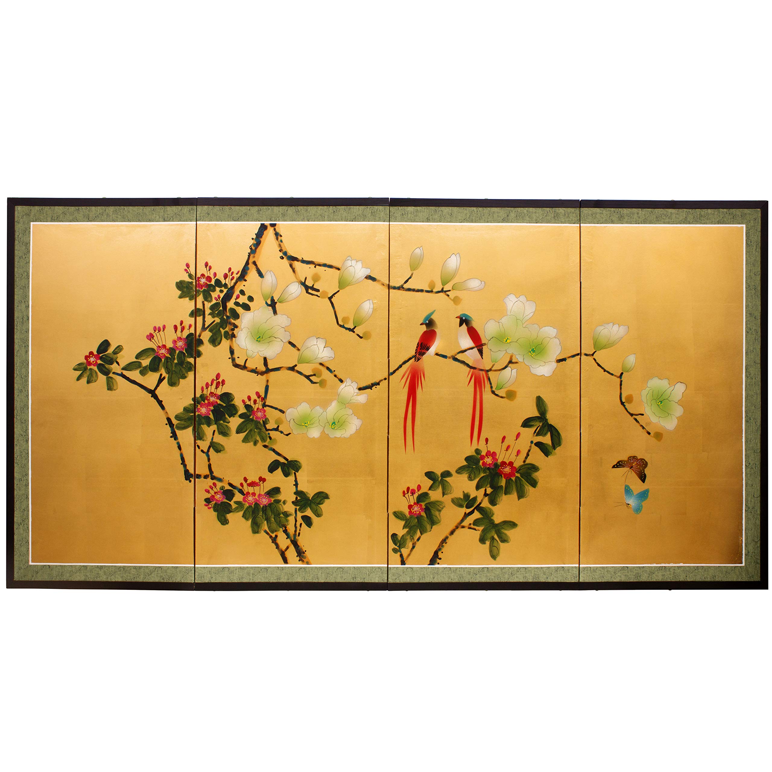 Red Lantern Love Birds on Traditional Gold Leaf - Chinese New Year Decorations for Home, Wedding & Festival Celebrations