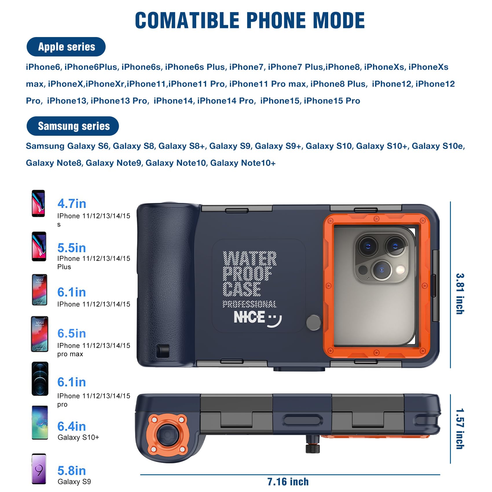 **Waterproof Phone Case for iPhone 16/15/14/13/12 Pro Max/XR/XS/X & Galaxy S24/S23/S22/S21 – 50ft/15m Deep Underwater Protection, Scuba Diving & Snorkeling Case for Photos & Videos (Brown) – Perfect for Beach Vacations, Pool Parties & Water Sports**
