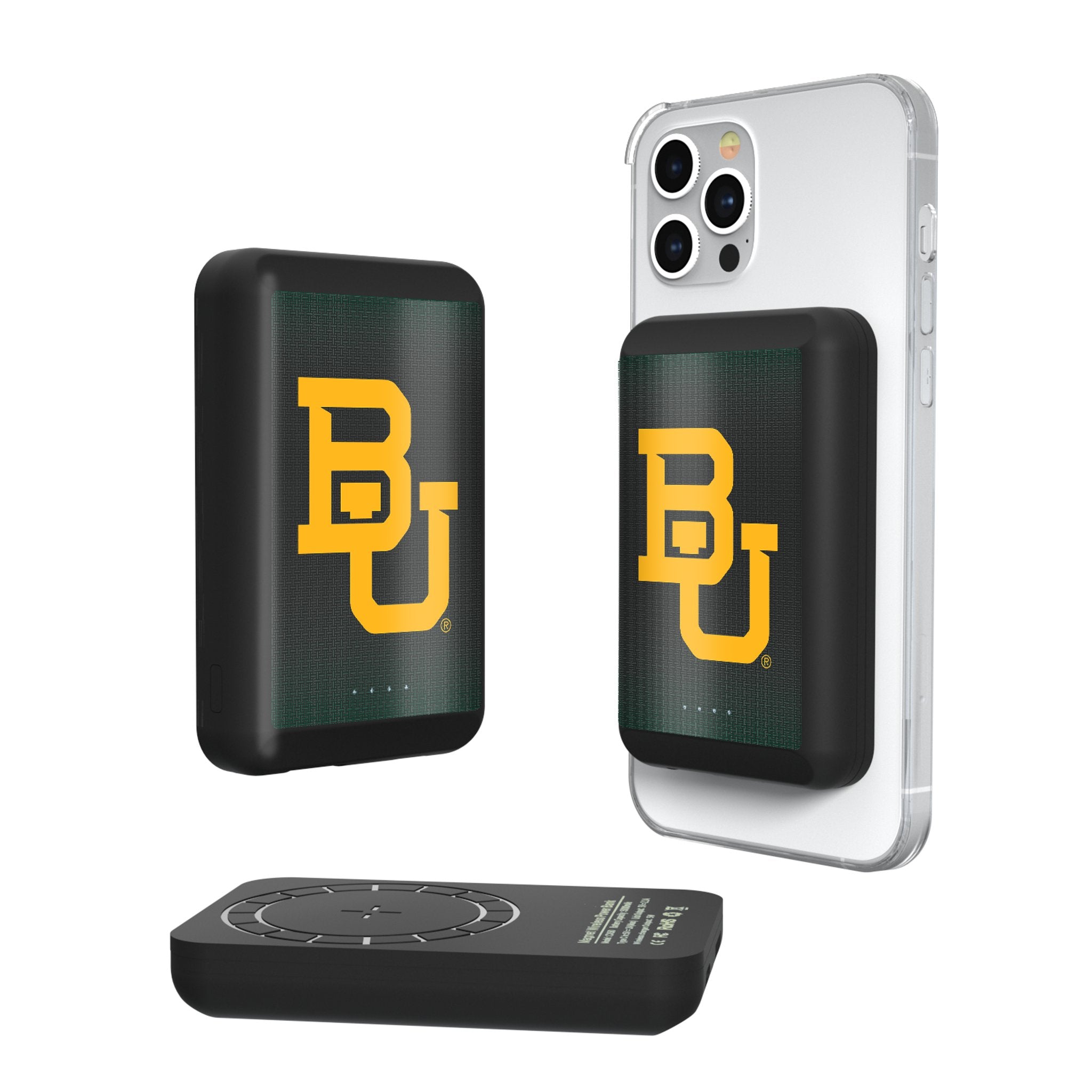 Baylor University Bears Wireless Magnetic Power Bank - Portable Charger for iPhone, Android, Samsung - Perfect for Travel, Work, and Game Day