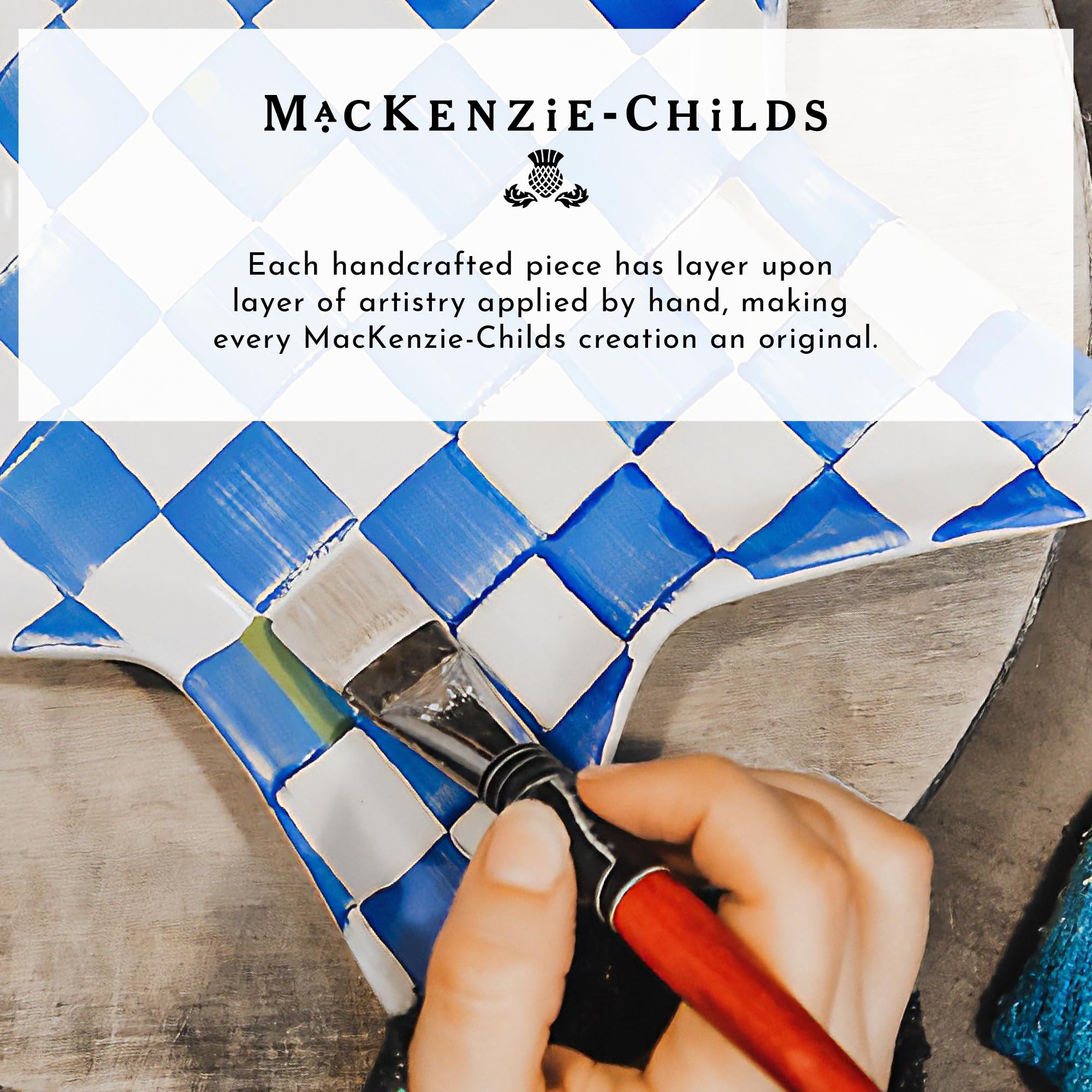 Royal Check Placemat and Coaster Set by MACKENZIE-CHILDS - 4 Placemats & 4 Coasters, Durable Hard Finish - Perfect for Formal Dining, Holiday Tablescapes & Elegant Home Decor
