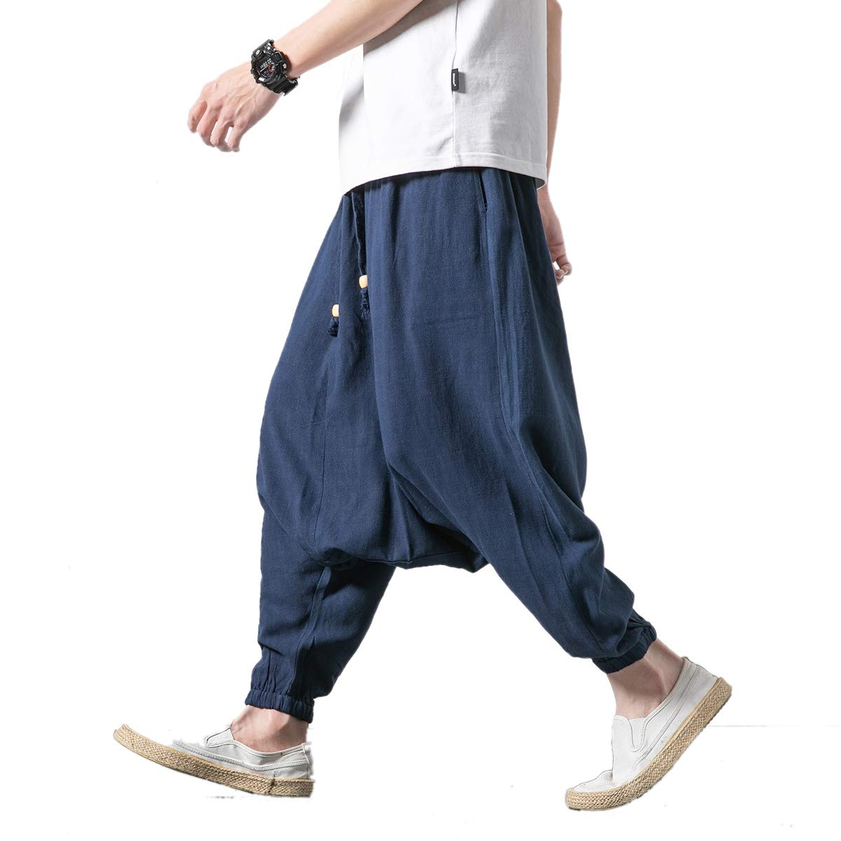 Seidarise Men's Harem Pants - Drop Crotch Lounge Pants, Plus Size Genie Pants & Balloon Yoga Joggers for Men | Comfortable Loungewear for Yoga, Meditation and Casual Wear