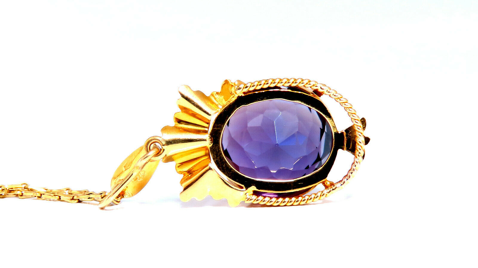 20ct Natural Round Amethyst Vintage Pendant Necklace - 18K Gold Plated Jewelry for Women, Gift for Her, Birthday, Anniversary, Wedding, Valentine's Day