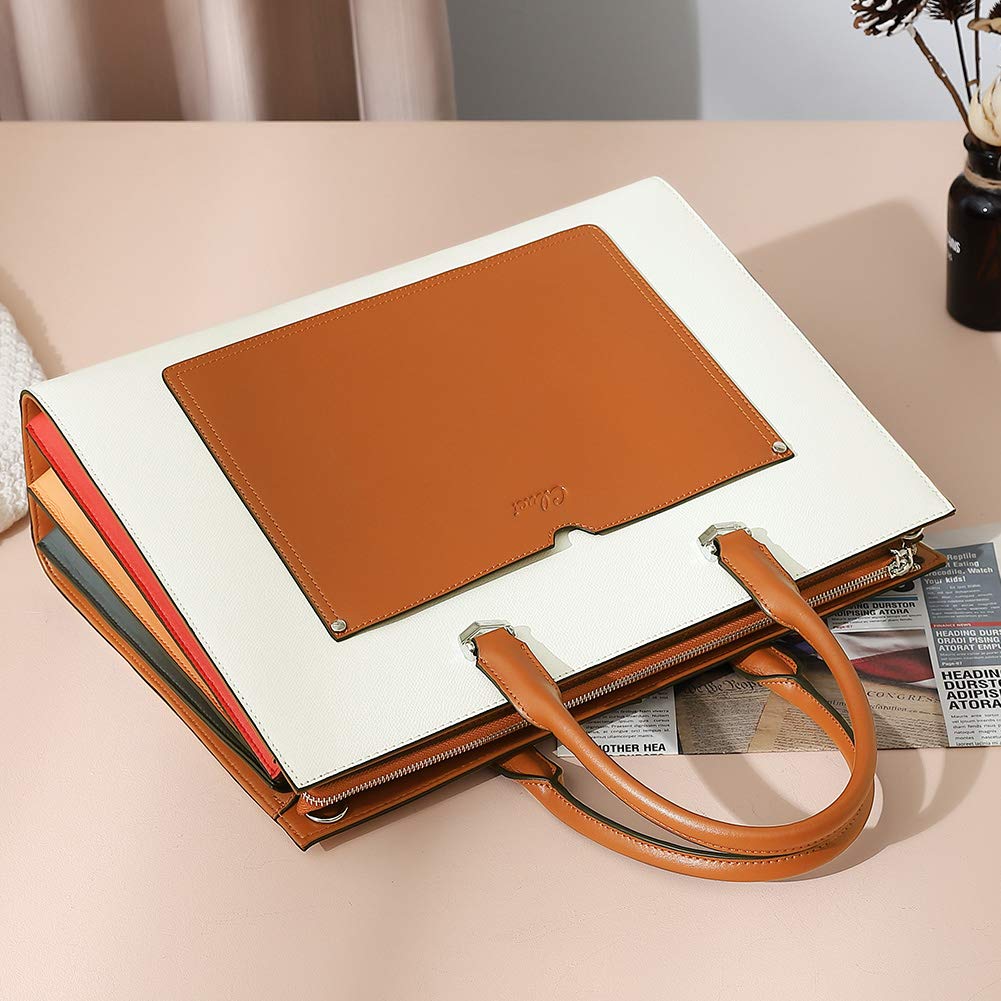 CLUCI Vegan Leather Briefcase for Women - 15.6 Inch Laptop Bag with Large Pockets, Professional Business Shoulder Bag for Office, Work, Travel & Commuting