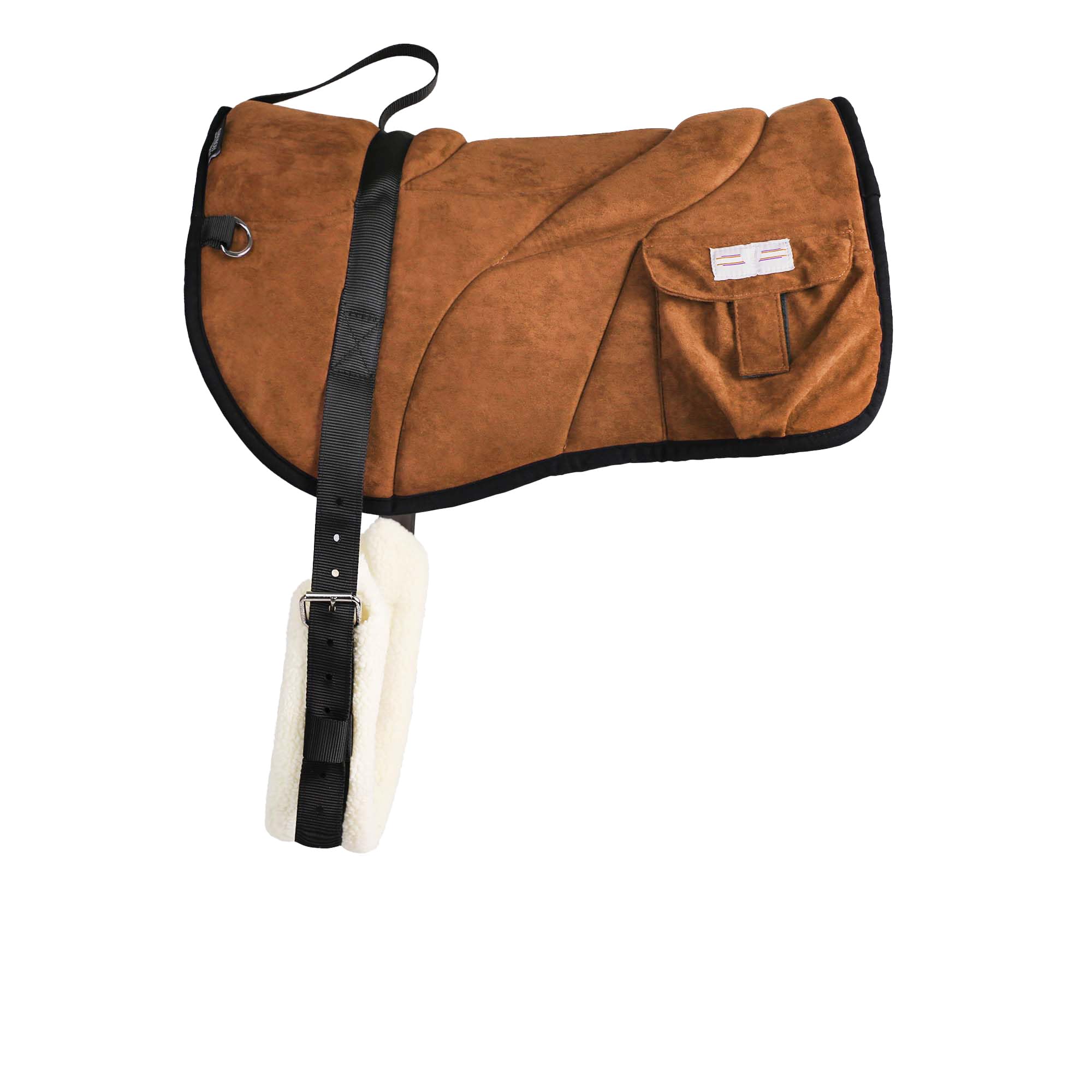 Harrison Howard Anti-Slip Bareback Pad - Extra Thick Center for Maximum Support, Ergonomic Design with Side Pockets & Matching Girth - Perfect for Trail Riding, Horse Training and Comfortable Bareback Riding