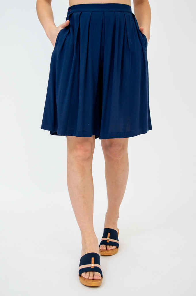 Betty Women's Linen Bamboo Shorts - Soft & Breathable Casual Summer Shorts in Indigo Blue | Perfect for Beach, Vacation & Everyday Wear