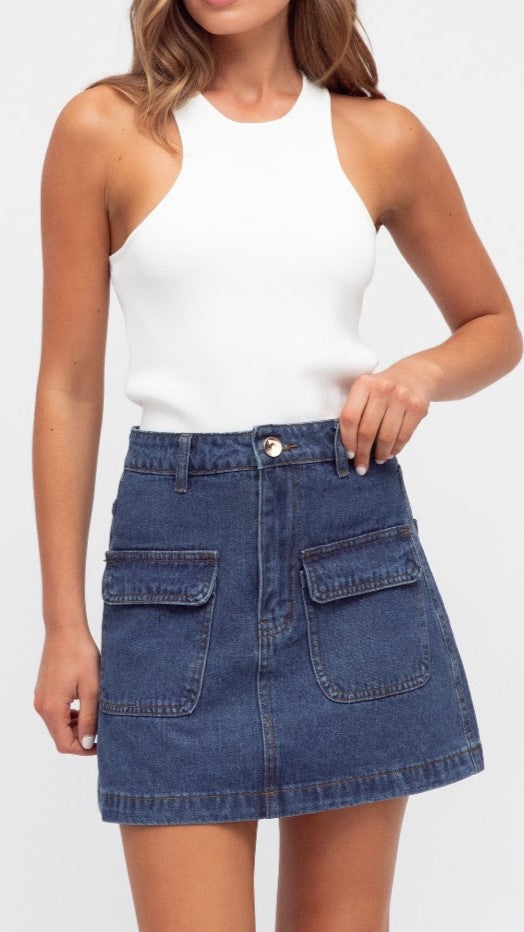 Luisa Denim Mini Skirt - High Waisted Stretch Denim Skirt for Women | Perfect for Casual Outfits, Date Nights & Summer Fashion