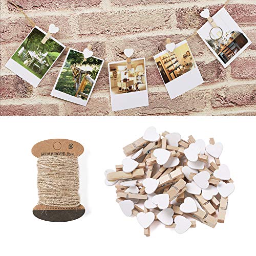 0white Heart-100pcs Clips&10m Cord