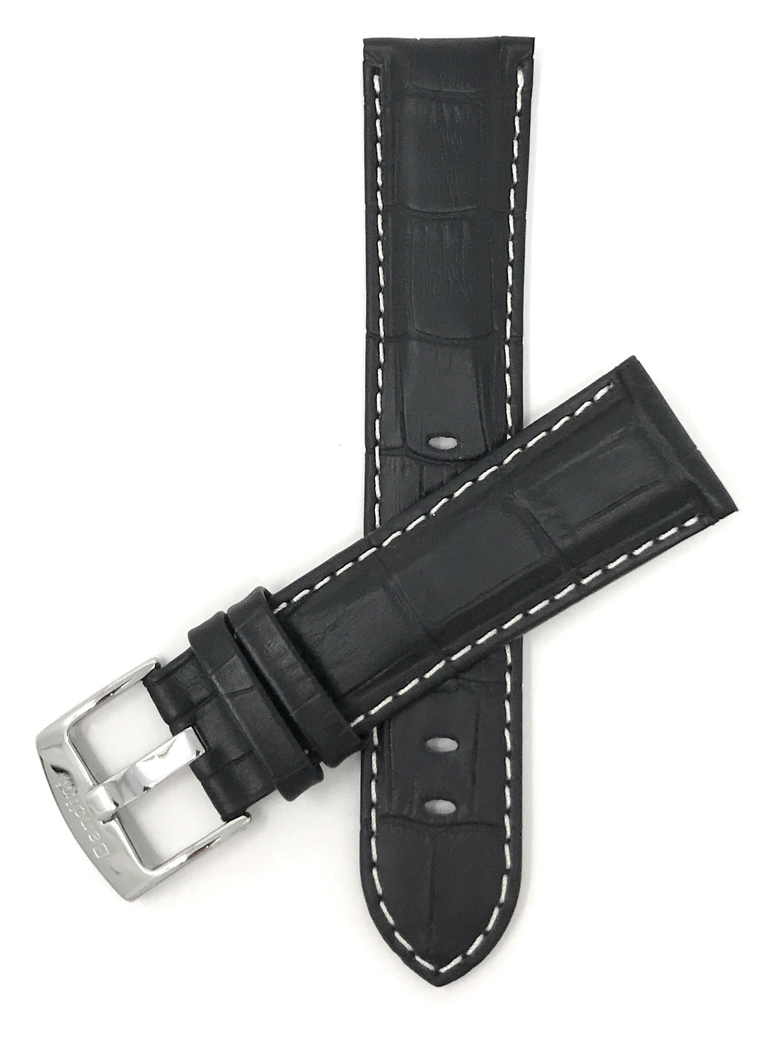 20mm Men's Alligator Leather Watch Band - Black Replacement Strap for Classic & Smart Watches - Office & Casual Wear