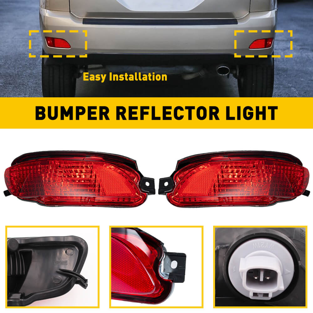Rear Bumper Reflector Side Marker Light for 2004-2006 Lexus RX330 & 2007-2009 Lexus RX350 - Replacement LED Safety Lights for Enhanced Night Visibility (Perfect for Off-Roading & Urban Driving)