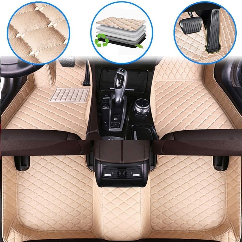 Premium Custom Car Floor Mats for Dodge Journey 2009-2018 - Luxury Leather, Waterproof, Non-Slip Full Coverage Floor Liners (Beige) - Perfect for All-Weather Protection & Interior Style Enhancement