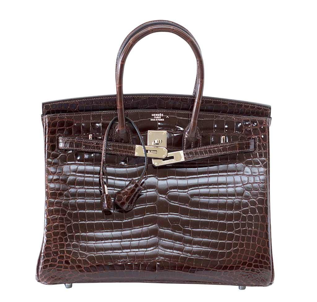 Authentic Hermès Birkin 35 Handbag in Luxurious Chocolate Crocodile Leather - Perfect for High-End Fashion, Luxury Events & Collector's Items