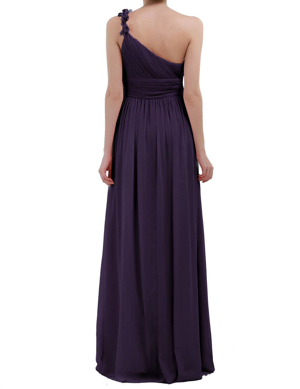 ACSUSS Women's Soft Chiffon Floral One Shoulder Long Bridesmaid Dress Prom Gown - Elegant Formal Gown for Weddings, Parties & Special Occasions