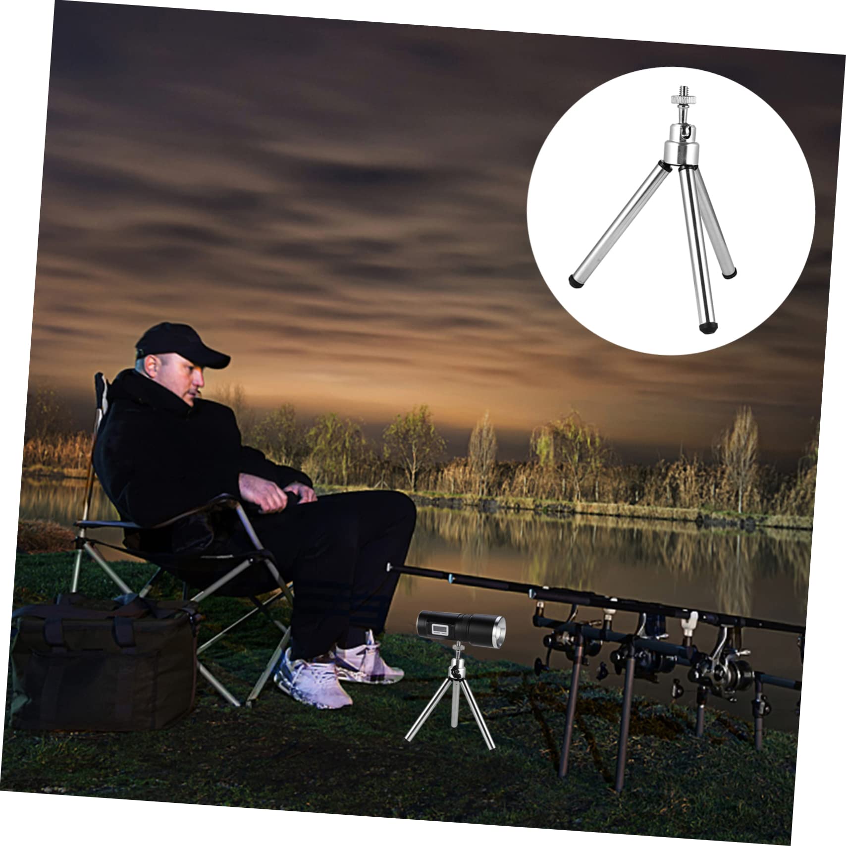 CIYODO 26cm Mini Fishing Light Stand - Extendable & Retractable Tripod Bracket for Night Fishing, Live Streaming, Projector Use | Portable, Sturdy Outdoor Gear for Camping, Hiking & Nighttime Activities