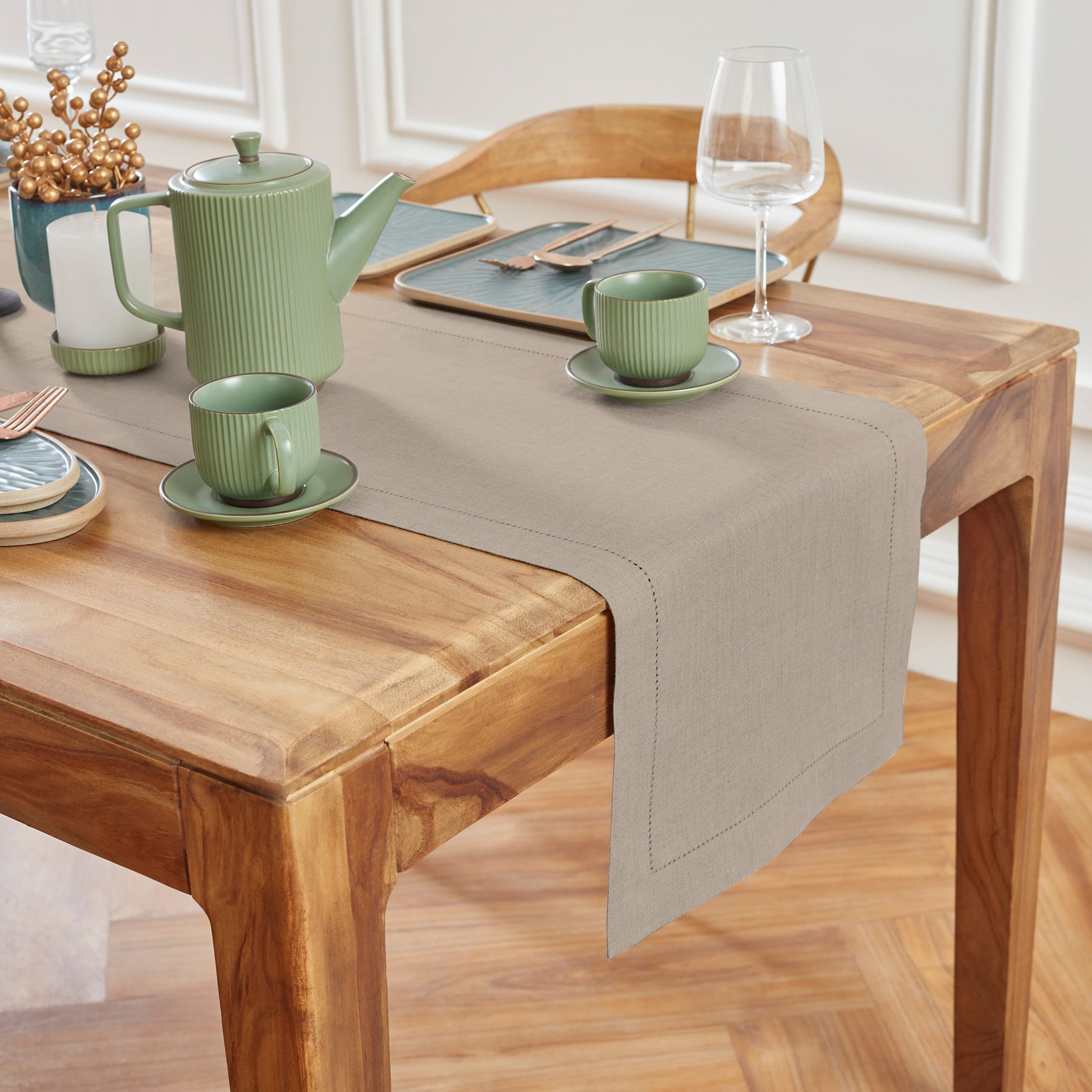 Elegant Medium Weight Hemstitch Table Runner - Perfect for Dining Table Decor, Wedding Centerpieces & Holiday Home Decor