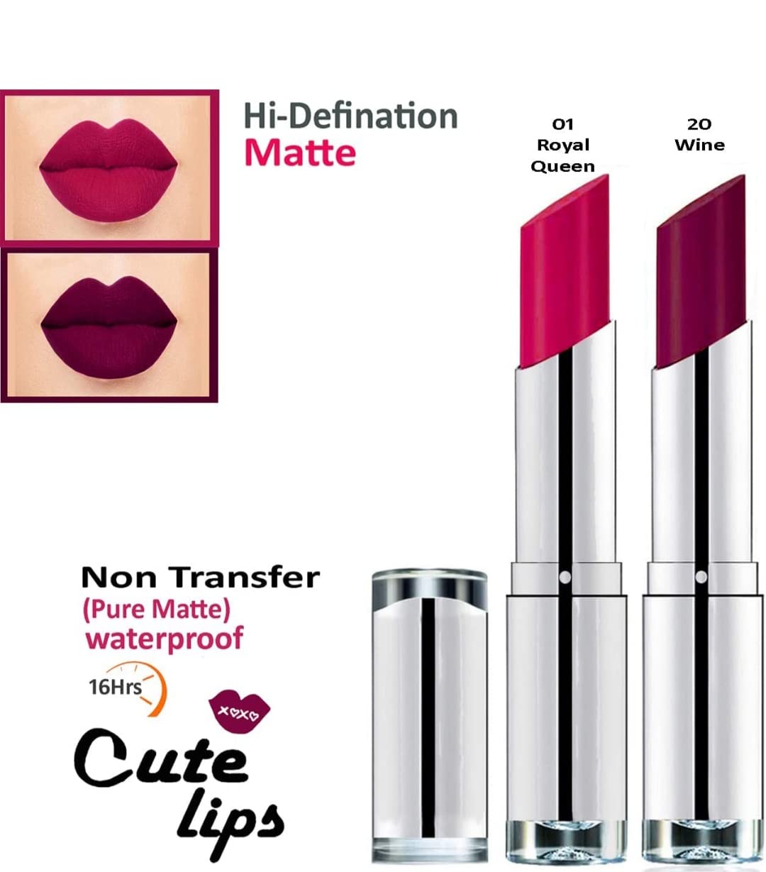 Long Lasting Matte Silky Lipstick & Eyeliner Set (Royal Queen, Wine, Multi-Color) - Smudge Proof, Cruelty Free Makeup Kit for Party, Date Night & Special Occasions