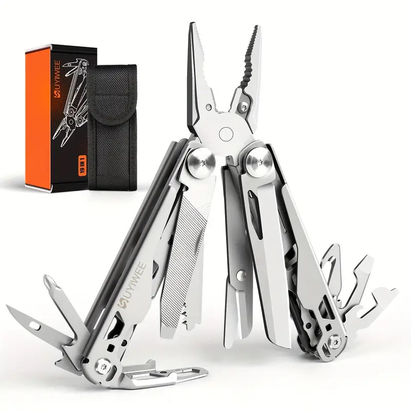 19-in-1 Stainless Steel 440A Multitool - Foldable Pocket Pliers for Camping, Hiking, Survival & Everyday Carry (EDC)