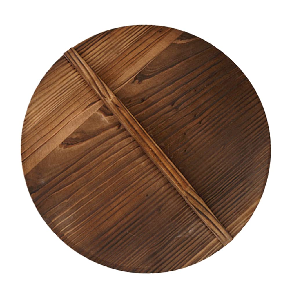**ERINGOGO 12.6-Inch Wooden Otoshibuta Lid for Cast Iron Wok, Fry Pan & Skillet – 32cm Diameter with Handle – Durable Kitchen Tool Accessory for Simmering, Steaming & Braising**