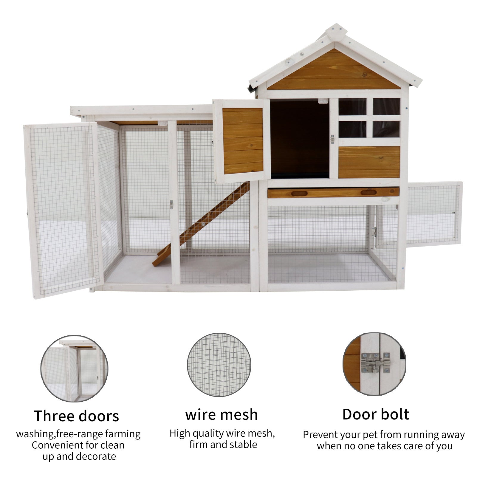 Premium Wooden Chicken Coop - Spacious Hen House & Rabbit Hutch for Backyard Poultry - Durable Outdoor Habitat for Chickens, Rabbits & Small Animals - Perfect for Farm, Garden & Homestead Use