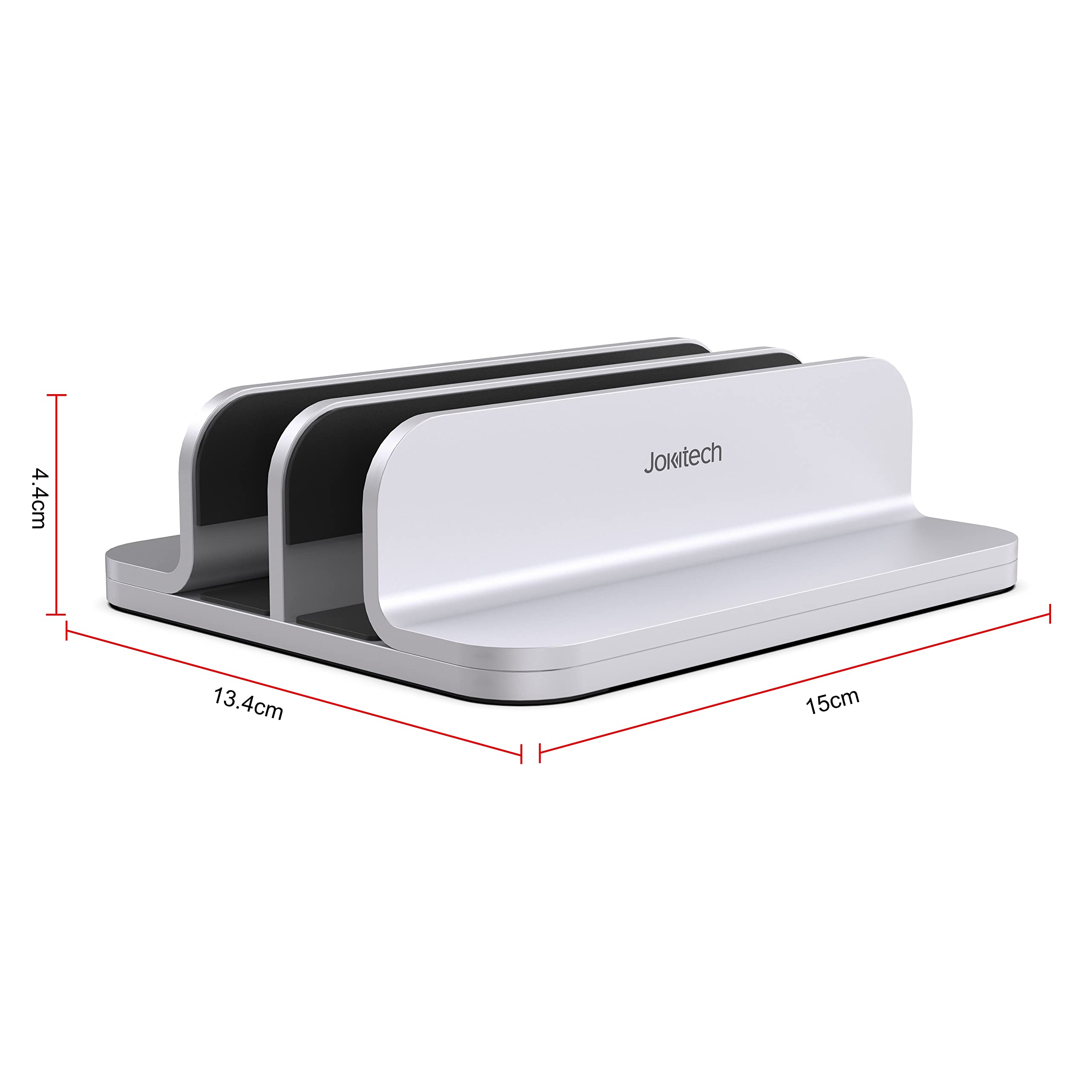 Premium Double Aluminum Laptop Vertical Stand Organizer | Heavy-Duty Notebook Computer Holder for MacBook Air/Pro, Mac Mini, iPad Pro & Apple TV | Space-Saving Silver Desktop Organizer for Home & Office Workspaces