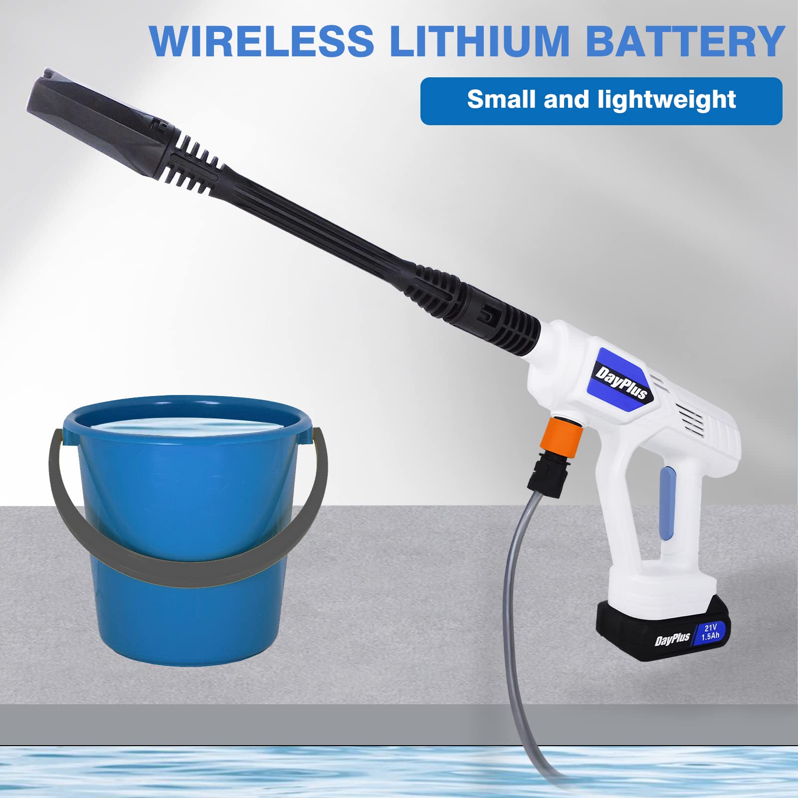 Cordless High Pressure Washer - 435PSI Portable Power Washer with 2×1.5Ah Rechargeable Batteries & 6-in-1 Nozzles | Ideal for Car Washing, Home Cleaning, Patio, Fence, and Outdoor Furniture Maintenance
