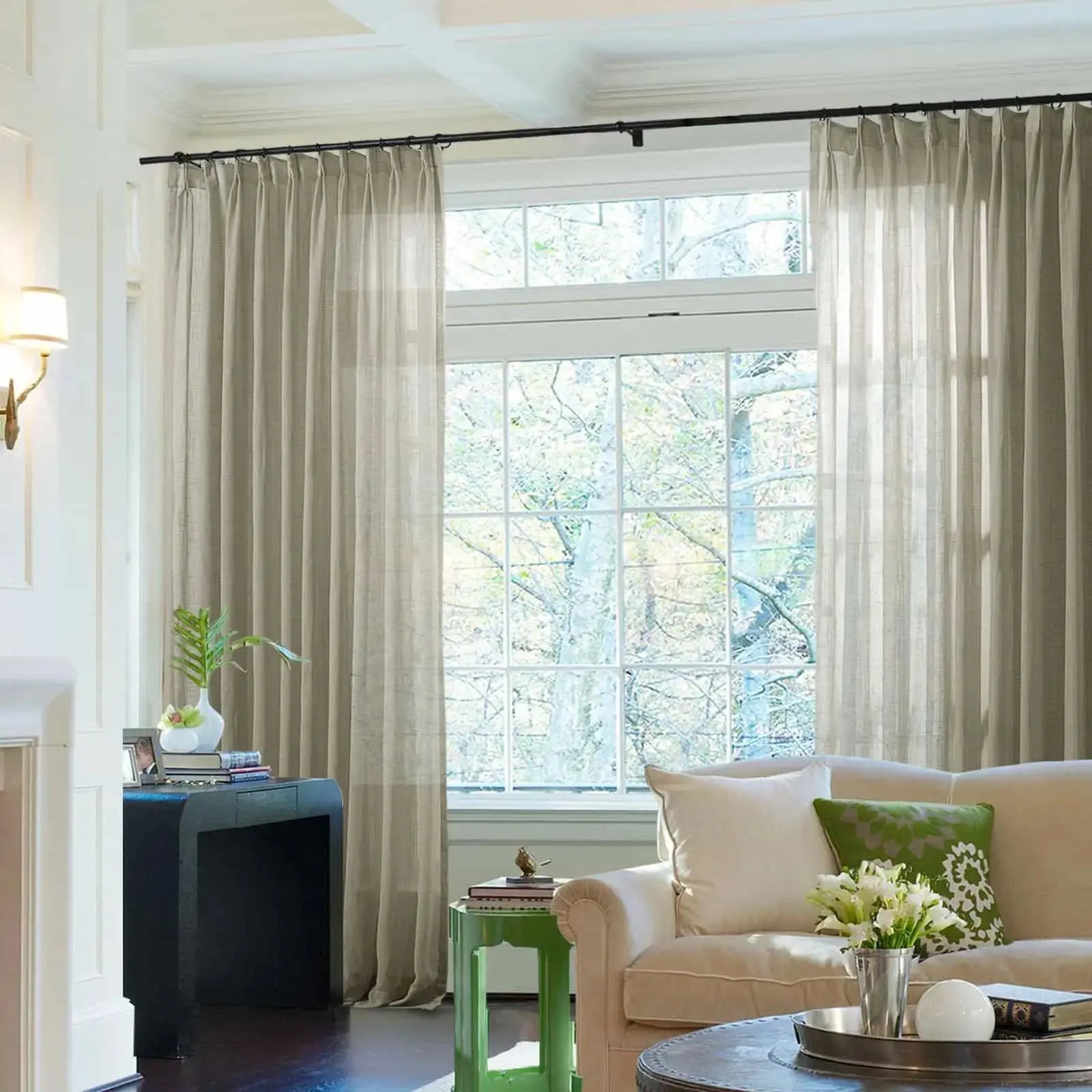 Flynn Airy Lightweight Sheer Curtain Pleated - Elegant Window Treatment for Living Room & Bedroom Decor