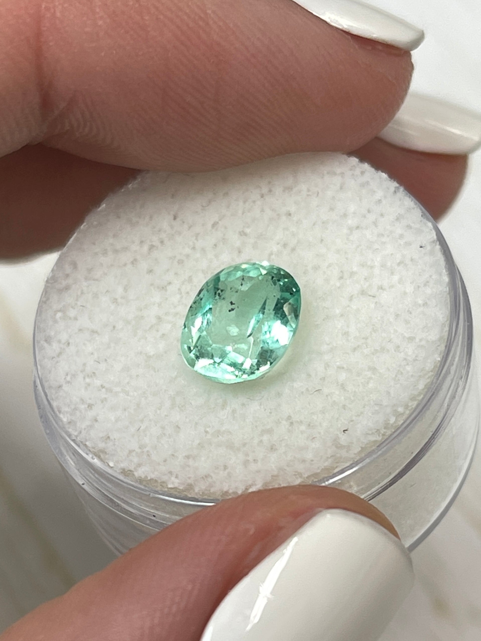 2.10 Carat 9x7mm Natural Colombian Emerald Loose Gemstone - Oval Cut, Sea Foam Green with Freckles | Perfect for Engagement Rings, Necklaces & Custom Jewelry Designs