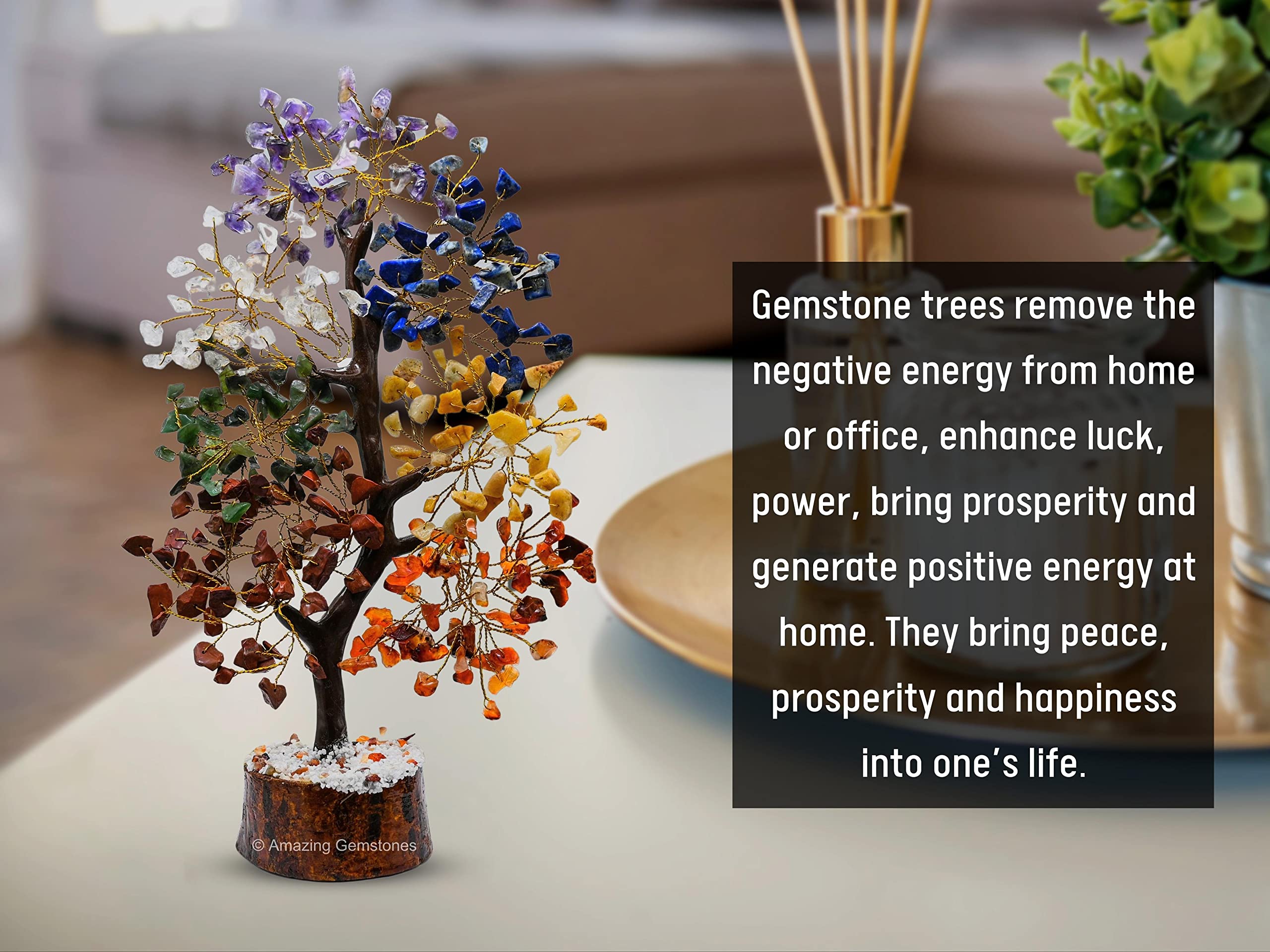 Chakra Tree of Life - 7 Chakra Stones Healing Crystal Tree - Spiritual Decor for Meditation, Yoga & Reiki - Desk Decor Gift for Women & Men - Perfect for Bedroom, Office & Sacred Space