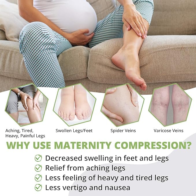 Pregnancy Maternity Leggings Over The Belly - Soft Microfiber Graduated Compression Stockings for Women 20-30 mmHg - Perfect for Pregnancy Comfort, Postpartum Recovery & Everyday Wear
