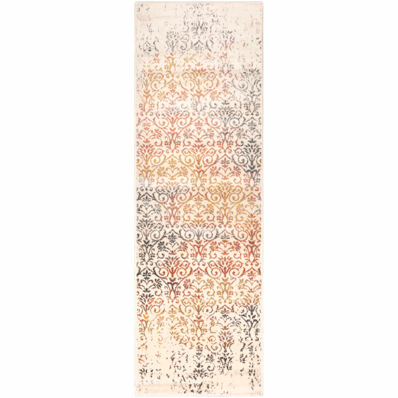 Ulani Modern Distressed Damask Indoor Area Rug - Non-Slip Runner Rug for Living Room, Bedroom, Dining Room & Entryway