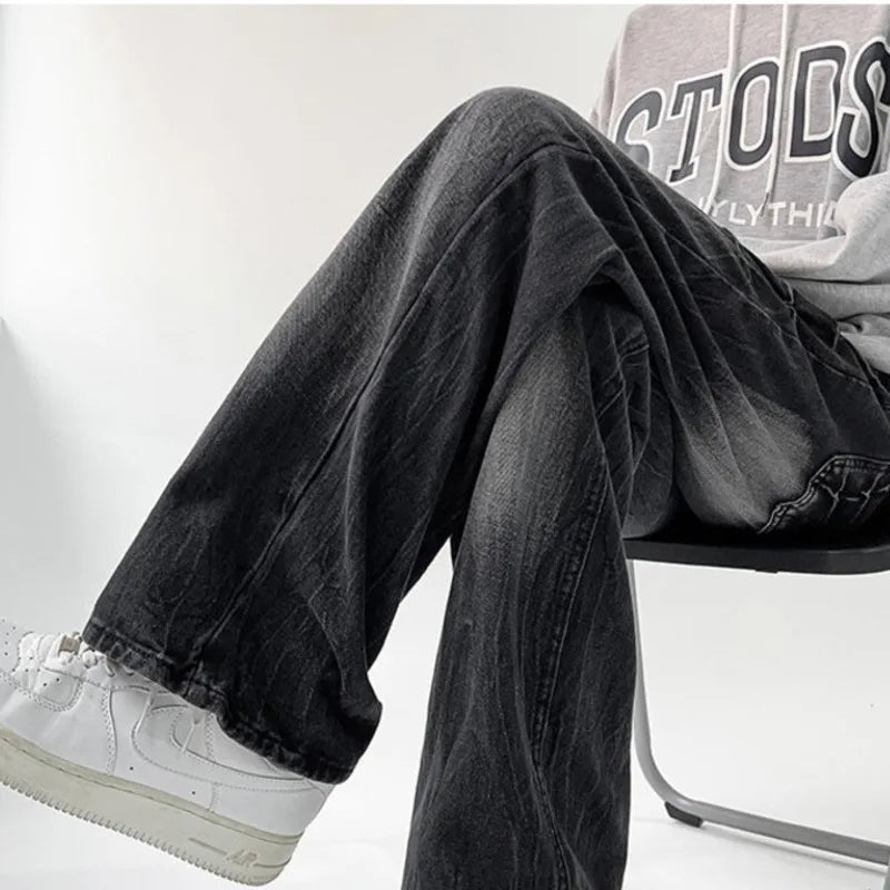 Trendy American Style Gradient Color Jeans - Loose Fit Casual Straight Denim Pants for Men | Spring Fashion Essential for Streetwear & Daily Outfits