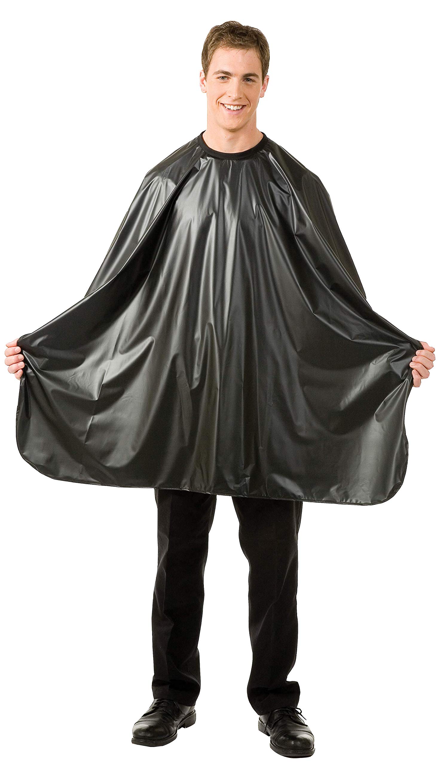 Betty Dain Magnum Shampoo Cape with Velcro Closure - Black Waterproof Hairdressing Cape for Salon & Home Haircuts, Styling & Coloring