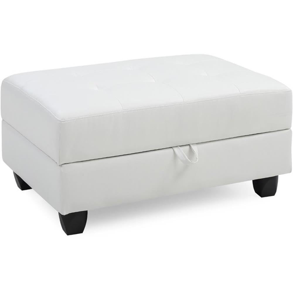Glory Furniture G307-O White Storage Ottoman - Versatile Footrest, Seat & Hidden Storage for Living Room, Bedroom & Home Decor