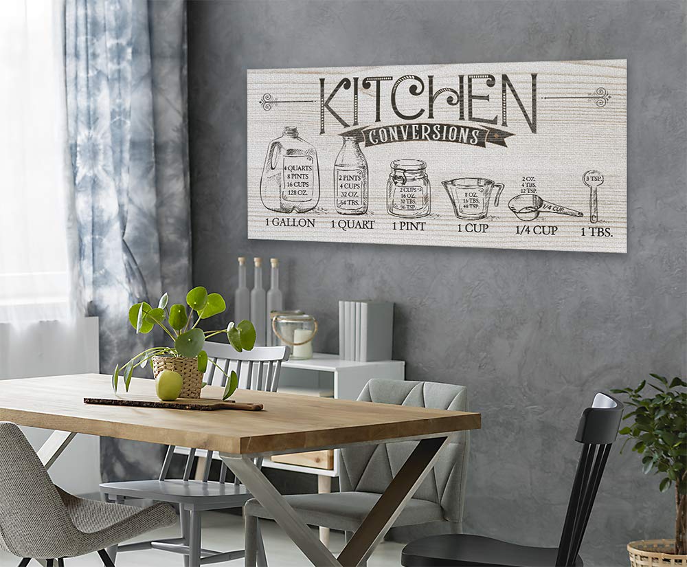 Farmhouse Kitchen Conversion Chart - 12x24 Canvas Wall Art for Chefs & Bakers | Cooking Measurement Guide & Decor
