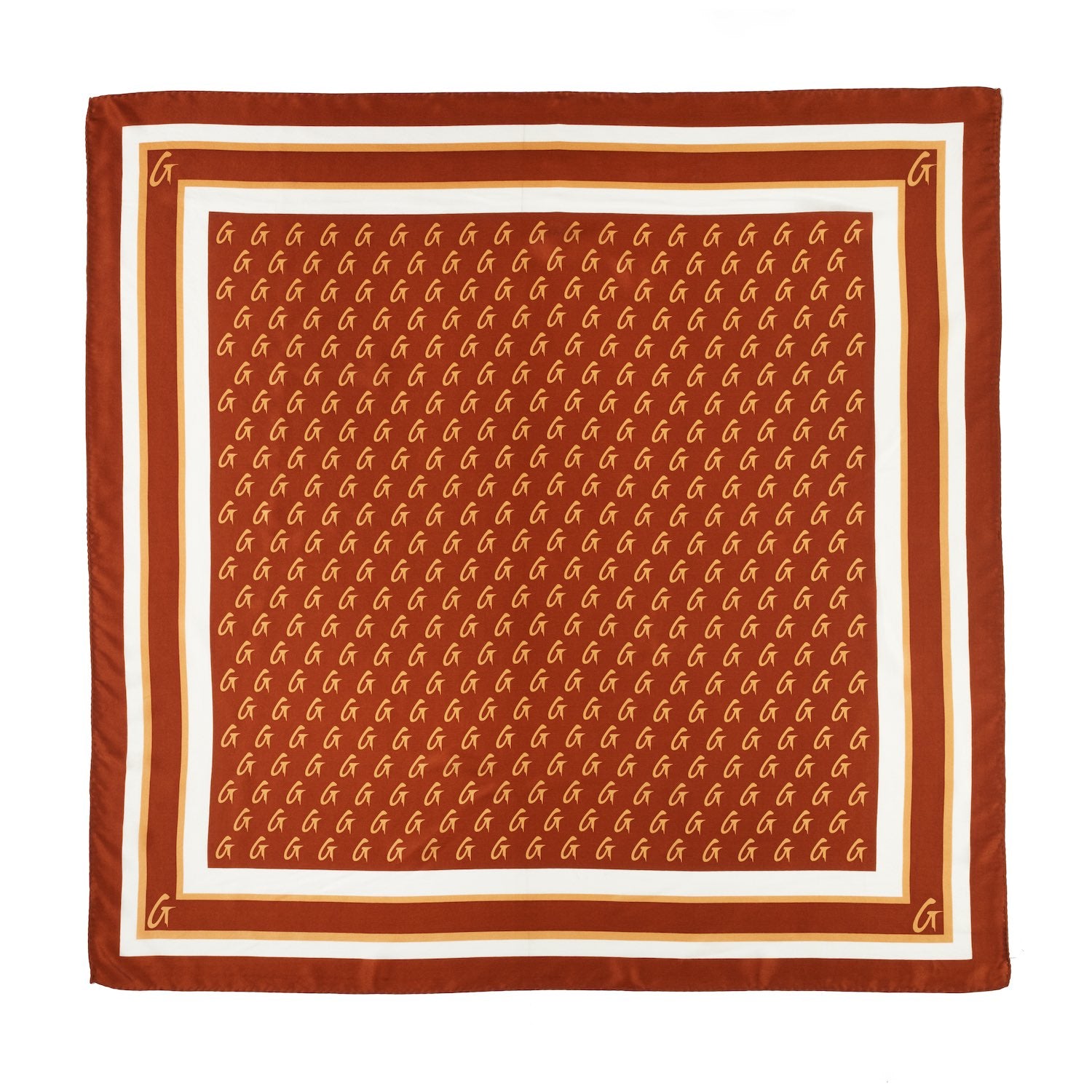 Luxury Large Monogram Silk Scarf for Women - Elegant Brown Fashion Accessory for Office, Travel & Special Occasions
