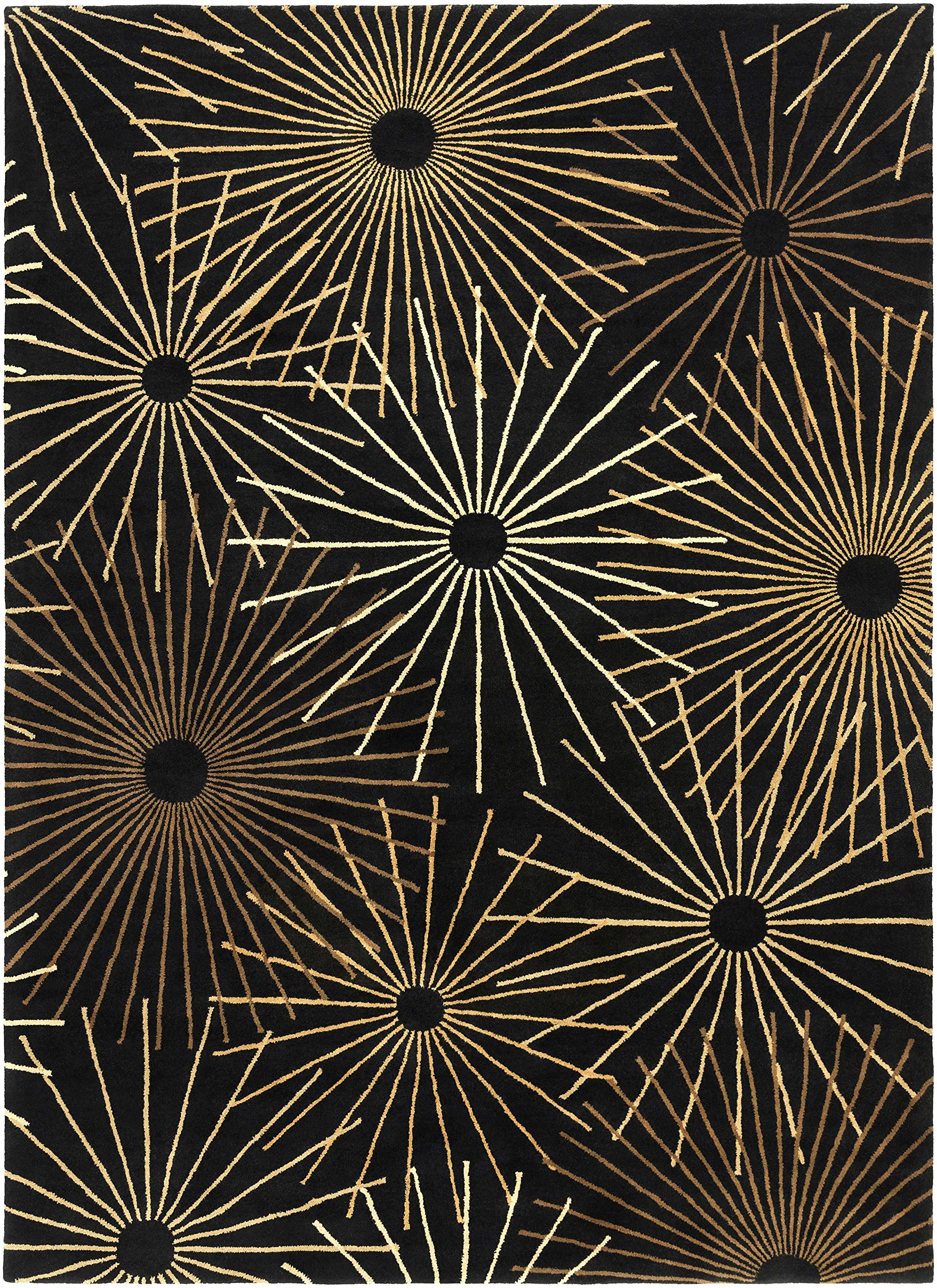 Hauteloom Clover Wool Round Area Rug - 6' Modern Neutral Rug for Living Room & Bedroom - Soft Black, Brown, Beige Home Decor - Perfect for Cozy Spaces, Nursery & Office