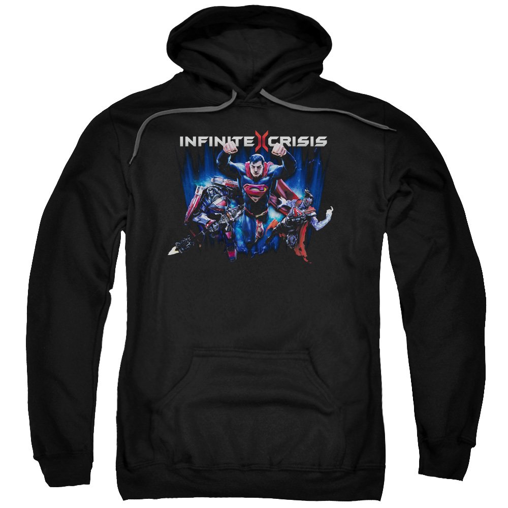 Infinite Crisis - Men's IC Super Pullover Hoodie | DC Comics Graphic Hooded Sweatshirt | Casual Wear & Cosplay for Superhero Fans