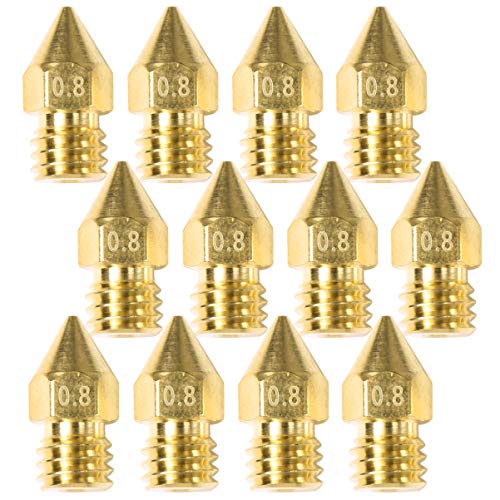 Scicalife 12Pcs 3D Printer Brass Nozzles (0.8mm) - High Precision Extruder Print Heads for Professional 3D Printing | Compatible with Most 3D Printers | Ideal for Rapid Prototyping, DIY Projects & Industrial Applications