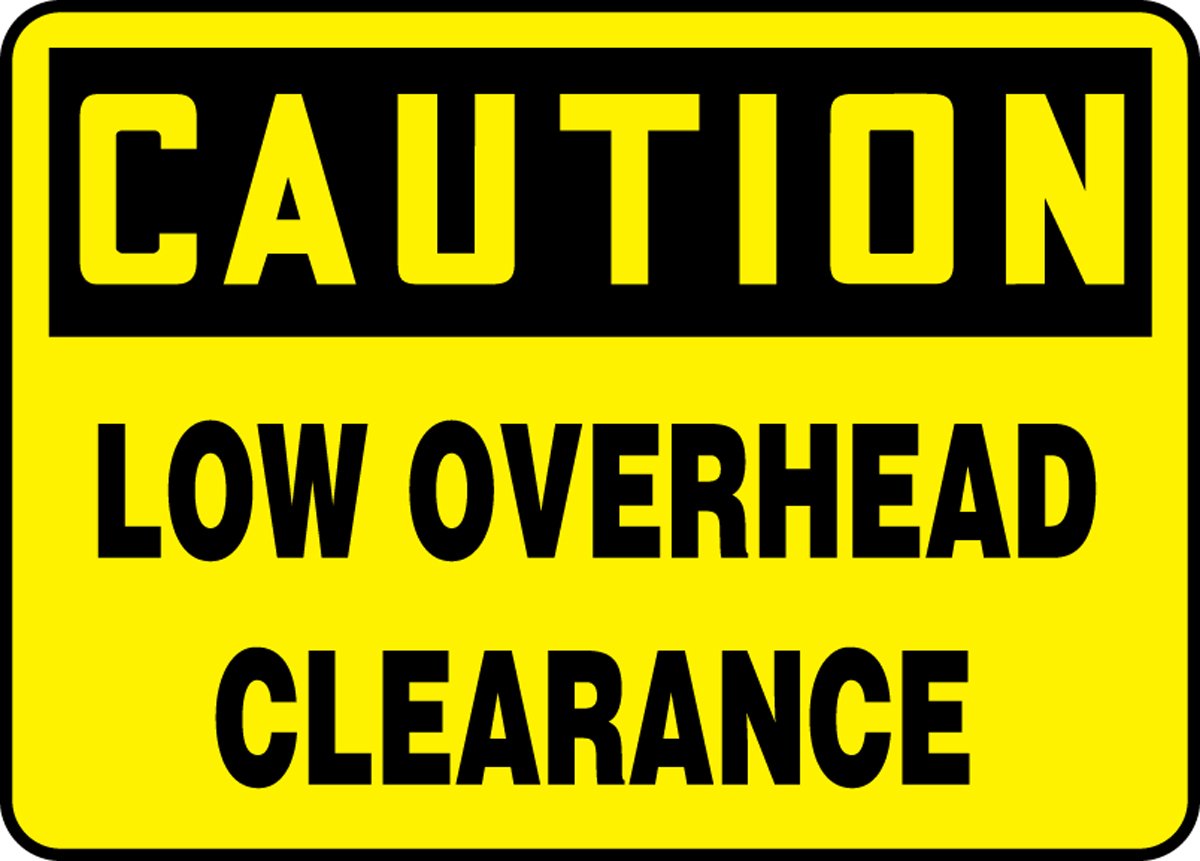 Caution Low Overhead Clearance Sign - Reflective Warning Decal for Warehouses, Garages & Driveways - Safety Alert for Trucks & Tall Vehicles