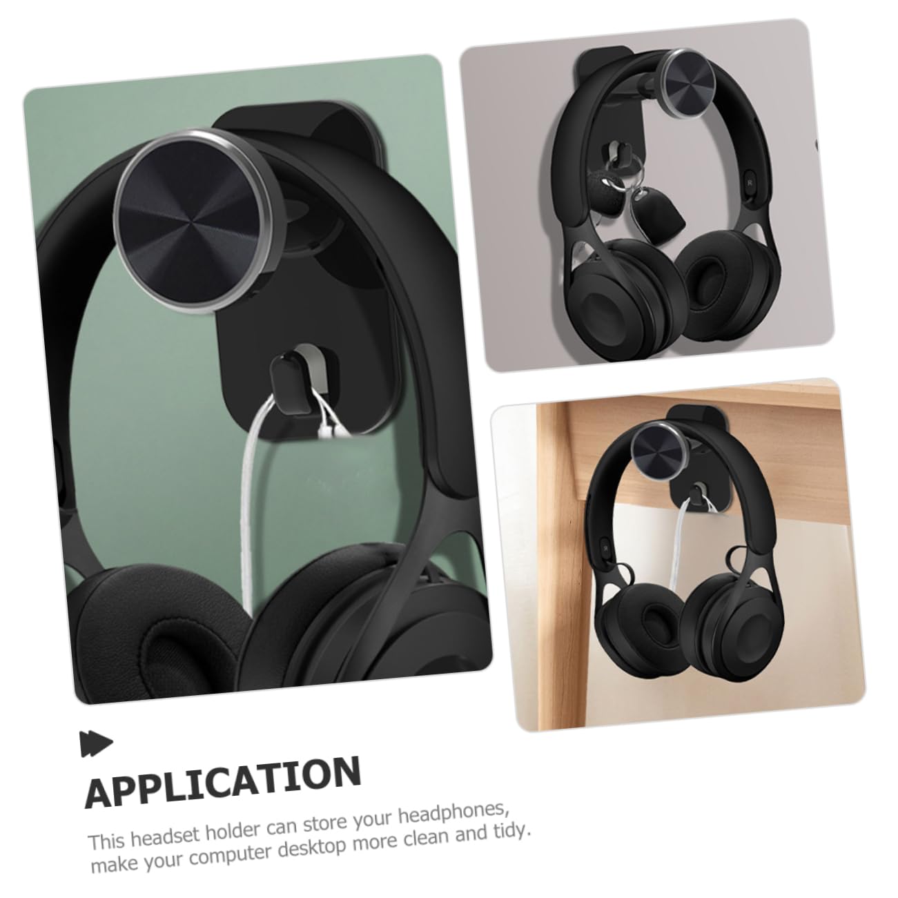 Universal Headphone Hanger Stand - Wall Mounted Headset Holder with Sturdy Design & Easy Assembly (Black) - Perfect for Home Office, Gaming Setup & Studio Organization