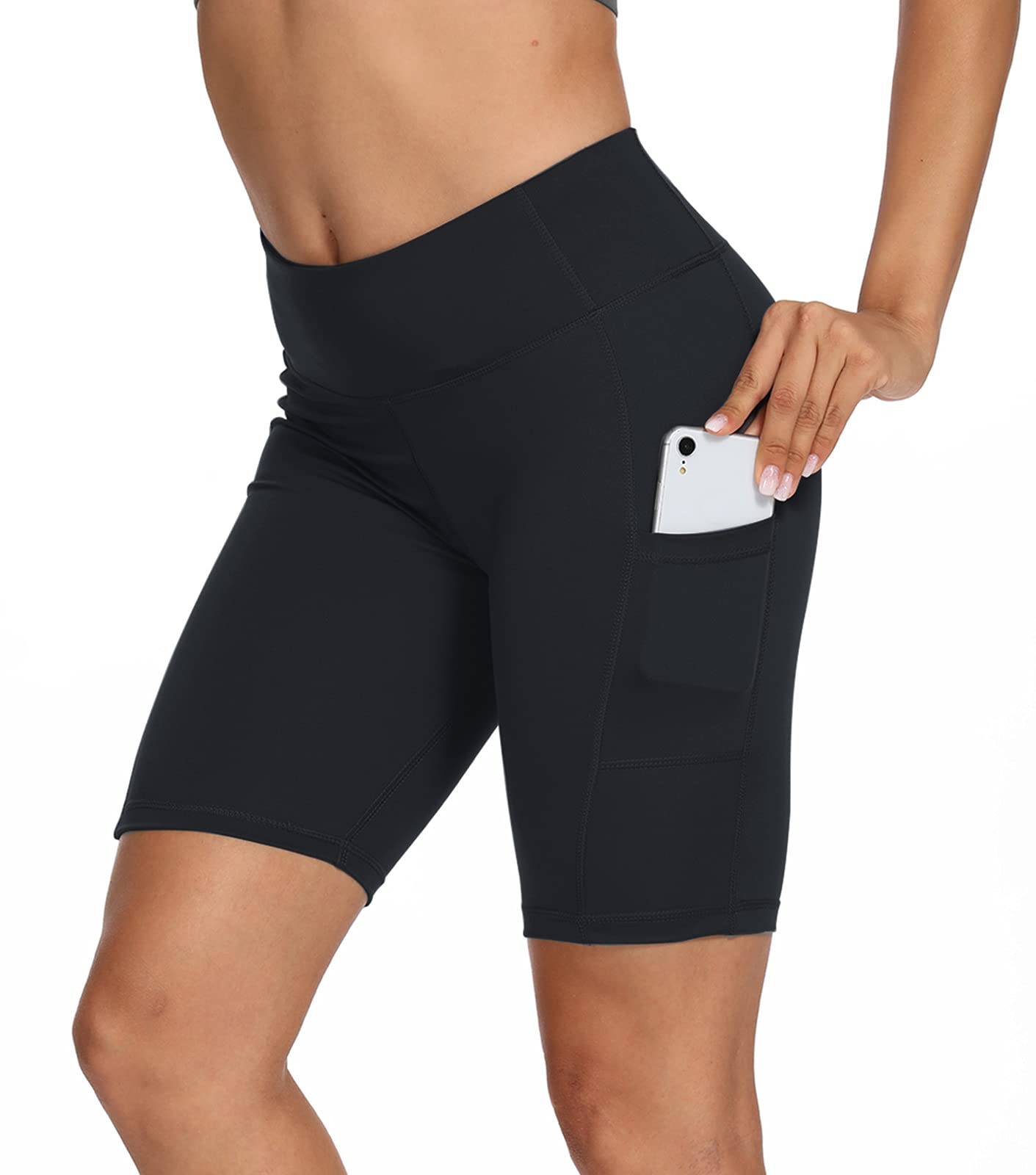 JGS1996 Women's High Waist Bike Shorts with Pockets - Workout, Running, Yoga & Athletic Compression Shorts for Women - Perfect for Gym, Cycling & Everyday Wear