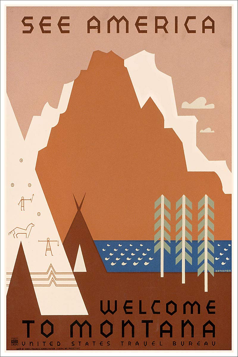 Vintage WPA Travel Poster - Welcome to Montana Canvas Print | Retro Wall Art for Home, Office & Cabin Decor