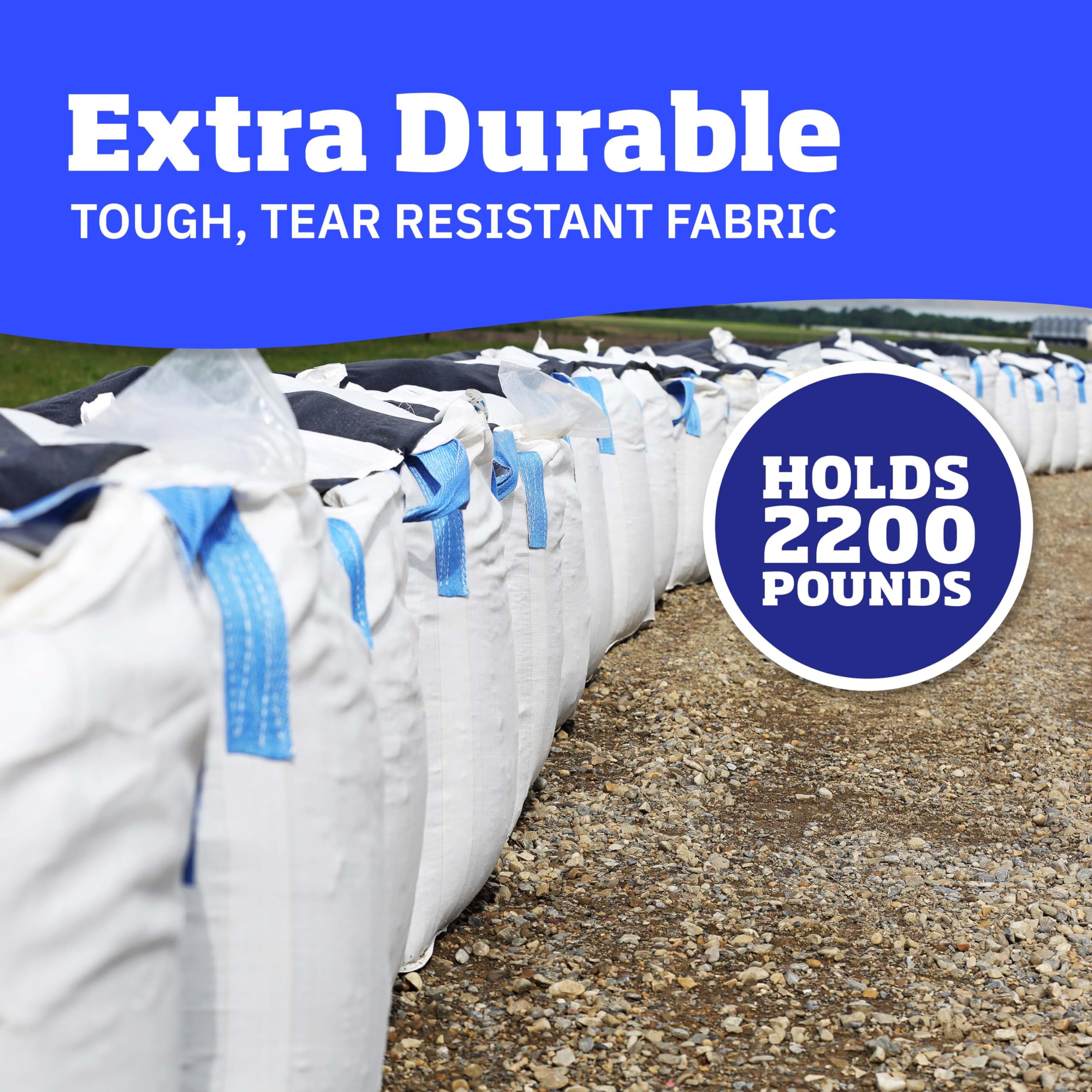 Heavy Duty 200-Gallon White Woven Polypropylene Contractor Trash Bags - DURASACK Builder's Bulk Bags for Demolition & Construction, 2200 lbs Capacity, Flap Top, Pack of 10 - Perfect for Job Site Cleanup, Debris Removal & Large Waste Disposal